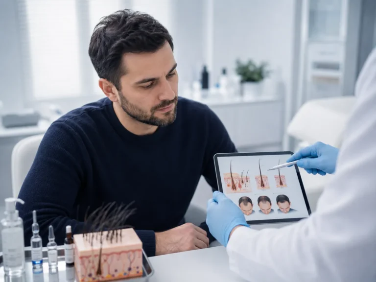 Haarausfall-Beratung beim Facharzt – Ursachenanalyse mit Haarfollikel-Modell