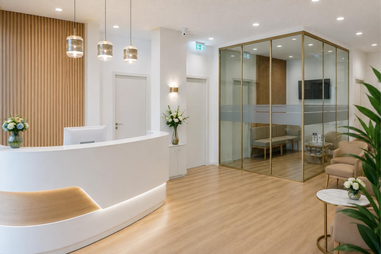 Empfangsbereich der Praxisklinik von Mastering Hair Transplantation in Hannover